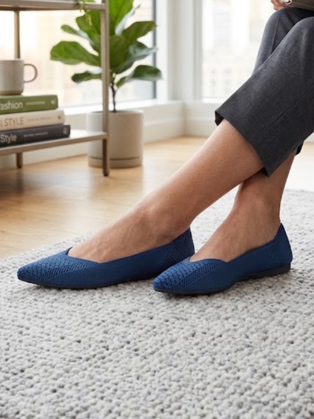Rothy’s The Point Snake Print Flats Blue Black Pointed Toe 7.5
W